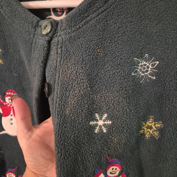 Snowman Embroidered Fleece Cardigan - Picture 4 of 5